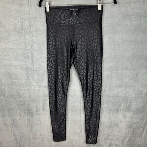 Carbon 38 Pants Womens Small Black Takara Shine Cheetah Leggings Workout Gym